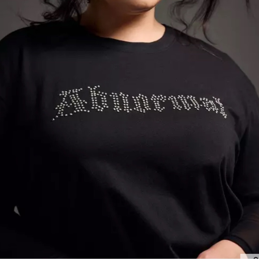 Black  Embellished Short Sleeve Tee